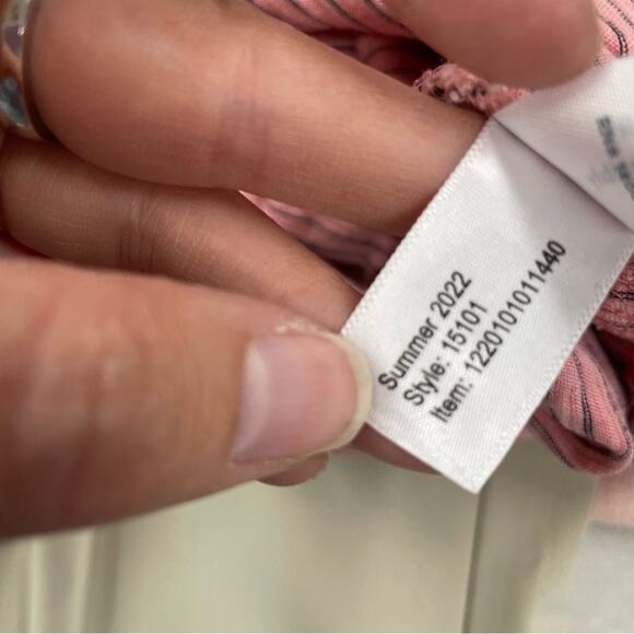 Marine Layer Pink Striped Short Sleeve Tee Shirt Womens L Casual Pocket Classic - Picture 8 of 9